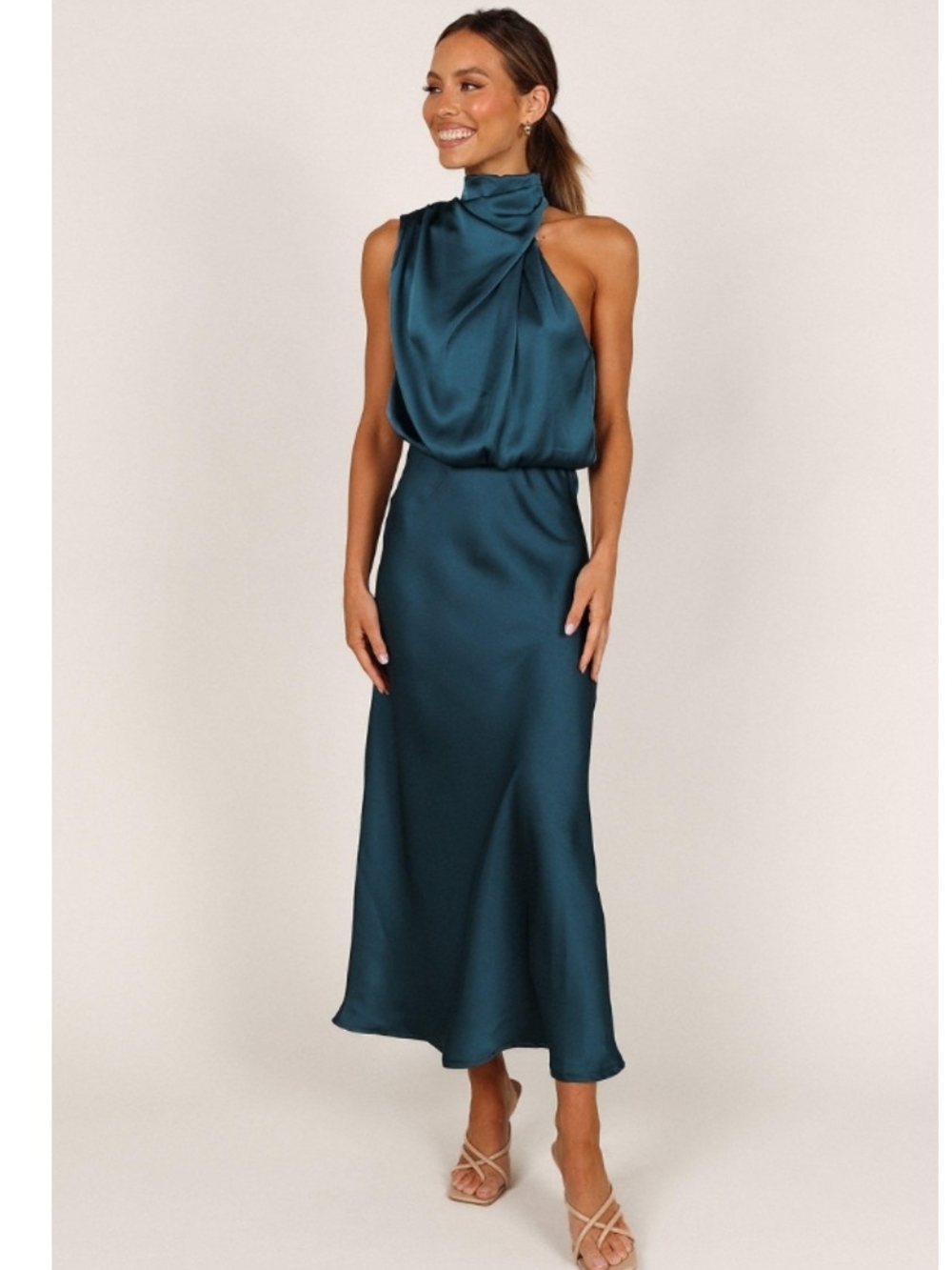 Petal and Pup Anabelle Halter Neck Teal Dress